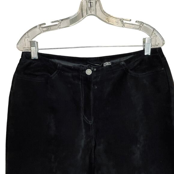 New York & Co 90s Black Suede Retro Leather Classic Straight Leg Pants Jeans 12 - Picture 4 of 9